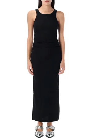 Ganni Femme, Robes, Noir, Taille: 42 FR Robe Longue Débardeur en Maille Côtelée