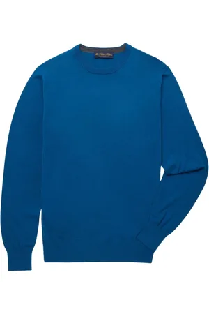 Brooks Brothers Homme, Sweatshirts et sweats à capuche, Bleu, Taille: S Pull ras du cou en laine mérinos