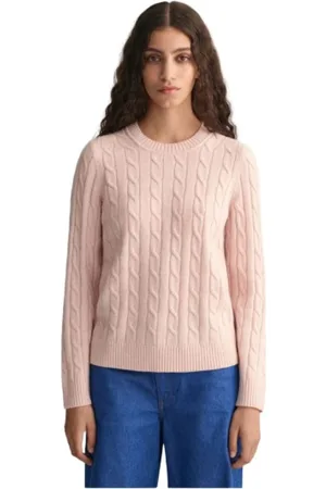 GANT Femme, Pulls, Rose, Taille: 42 FR Pull en Laine Torsadée