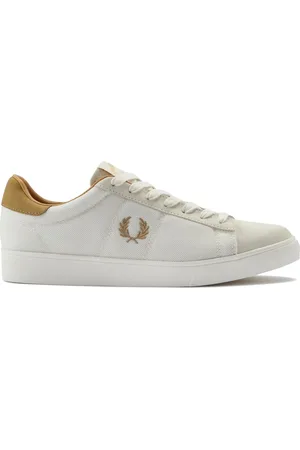 Fred Perry Homme, Chaussures, Blanc, Taille: 40 EU Baskets Blanches en Mesh et Nubuck