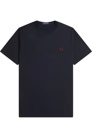 Fred Perry Homme, Tops, Bleu, Taille: XL T-Shirt Classique Col Rond Couronne de Laurier