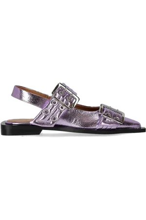 Ganni Femme, Chaussures, Violet, Taille: 37 EU Ballerines Slingback Lavande avec Boucles