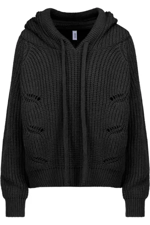 Bomboogie Femme, Pulls, Noir, Taille: 42 FR Pull Tricot Confortable avec Capuche