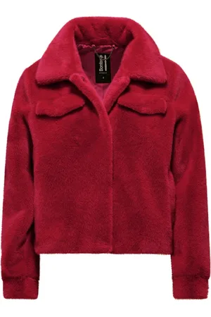 Bomboogie Femme, Vestes, Rouge, Taille: 40 FR Veste à Col en Douce Éco-Fourrure