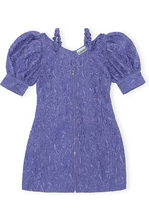 Ganni Femme, Robes, Violet, Taille: 40 FR Mini-robe à col en V