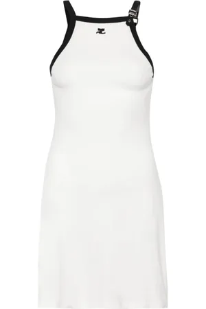 Courrèges Femme, Robes, Blanc, Taille: 40 FR Robe Contrastée à Boucle