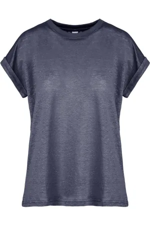 Bomboogie Femme, Tops, Bleu, Taille: 36 FR Short, Turn-Up Sleeved Crew Neck T-Shirt
