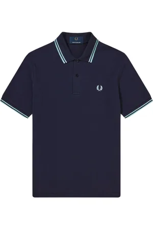 Fred Perry Homme, Tops, Bleu, Taille: 3XS Polo Original à Double Liseré Marine Glace