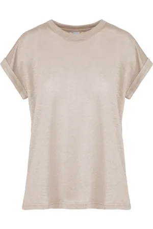 Bomboogie Femme, Tops, , Taille: 44 FR Short, Turn-Up Sleeved Crew Neck T-Shirt