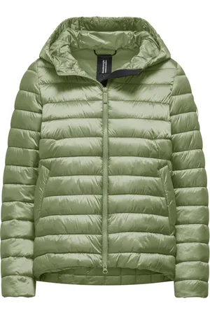 Bomboogie Femme, Vestes, Vert, Taille: 38 FR Doudoune Légère en Nylon Brillant avec Capuche