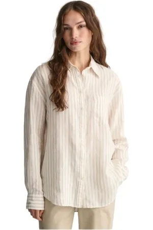 GANT Femme, Blouses et Chemises, Multicolore, Taille: 42 FR Chemise en lin rayée