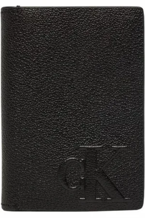 Calvin Klein Homme, Accessoires, Noir, Taille: ONE Size Portefeuille en cuir avec logo en relief