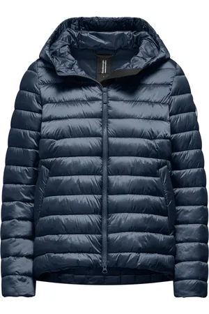 Bomboogie Femme, Vestes, Bleu, Taille: 44 FR Doudoune Légère en Nylon Brillant avec Capuche