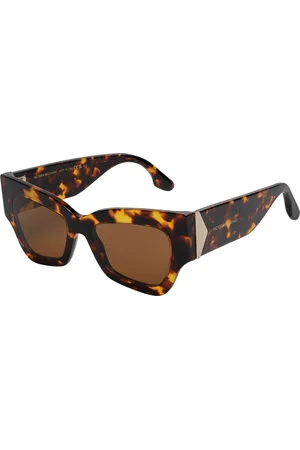 Victoria Beckham Femme, Accessoires, Brun, Taille: ONE Size Lunettes de Soleil Acétate Géométriques Angulaires