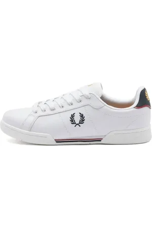 Fred Perry Homme, Chaussures, Blanc, Taille: 40 EU Baskets de Tennis en Cuir avec Talon et Garniture Contrastés