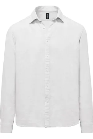 Bomboogie Homme, Chemises, Blanc, Taille: 3XL Chemise en lin à manches longues