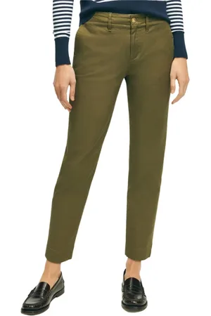 Brooks Brothers Femme, Pantalons, Vert, Taille: 44 FR Chinos en coton stretch lavé
