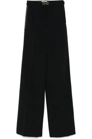 Elisabetta Franchi Femme, Pantalons, Noir, Taille: 38 FR Pantalon crêpe avec bandes satinées