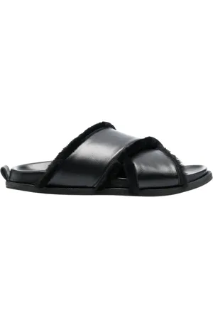 FORTE FORTE Femme, Chaussures, Noir, Taille: 40 EU Sandales Croisées en Shearling et Cuir