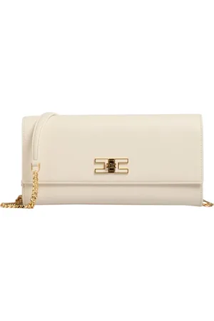 Elisabetta Franchi Femme, Sacs, Jaune, Taille: ONE Size Sac Bandoulière Ivoire avec Chaîne Dorée
