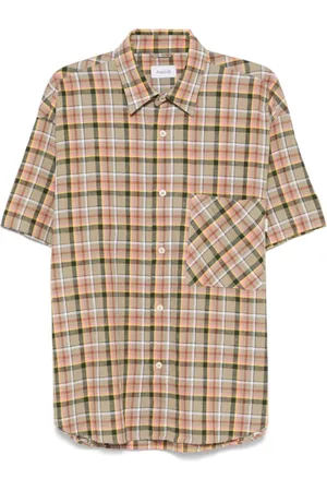 AMISH Homme, Chemises, Multicolore, Taille: L Chemise à Carreaux en Coton à Manches Courtes