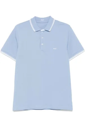 FAY Homme, Tops, Bleu, Taille: L Polo en Piqué de Coton Bleu Clair