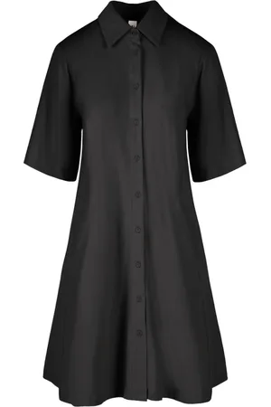 Bomboogie Femme, Robes, Noir, Taille: 42 FR Robe chemise midi en coton