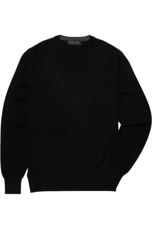 Brooks Brothers Homme, Pulls, Noir, Taille: S Pull en laine mérinos à col en V