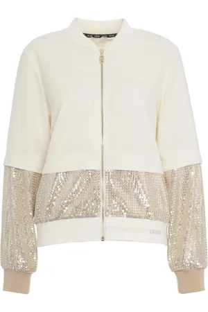 Liu Jo Femme, Vestes, Blanc, Taille: 40 FR Bomber Blanc avec Applications de Paillettes