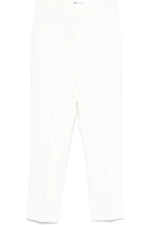 Elisabetta Franchi Femme, Pantalons, Blanc, Taille: 40 FR Pantalon Crêpe avec Plaque Logo
