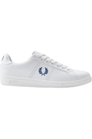 Fred Perry Homme, Chaussures, Blanc, Taille: 44 EU Baskets en tissu éponge avec détail de laurier