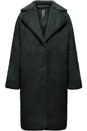 Bomboogie Femme, Manteaux, Vert, Taille: 38 FR Manteau en fausse fourrure Eco effet Lapin Doux