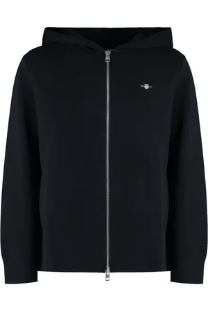 GANT Homme, Sweatshirts et sweats à capuche, Noir, Taille: M Sweat à capuche zippé en coton avec poches