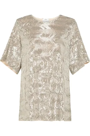 FORTE FORTE Femme, Tops, , Taille: 40 FR T-shirt à Manches Courtes Brodées de Sequins
