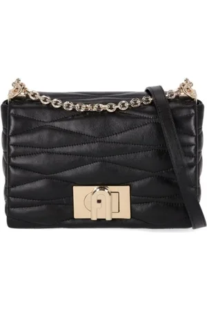 Furla Femme, Sacs, Noir, Taille: ONE Size Sac bandoulière matelassé noir avec fermoir tournant