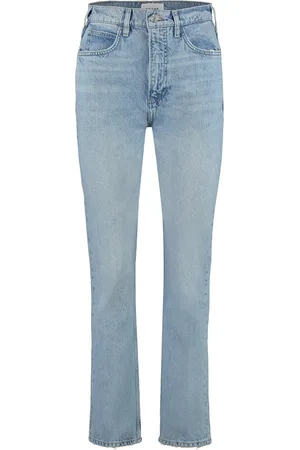 Frame Femme, Jeans, Bleu, Taille: W28 Jean Droit Délavé