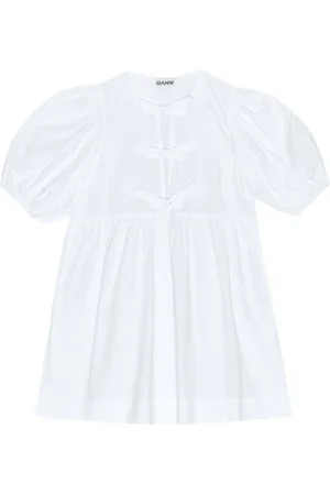 Ganni Femme, Robes, Blanc, Taille: 38 FR Robe en coton