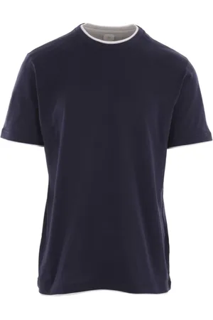 ELEVENTY Homme, Tops, Bleu, Taille: S T-shirt en coton avec bords blancs