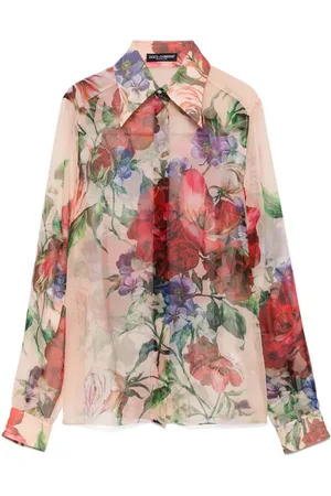 Dolce & Gabbana Femme, Blouses et Chemises, Multicolore, Taille: 36 FR Chemise MultiCouleur Semi-Transparent Rose Style