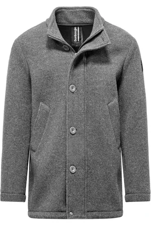 Bomboogie Homme, Manteaux, Gris, Taille: XS Manteau en laine bouillie à col montant