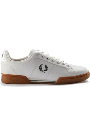 Fred Perry Homme, Chaussures, Blanc, Taille: 40 EU Baskets de Tennis en Cuir avec Talon et Garniture Contrastés