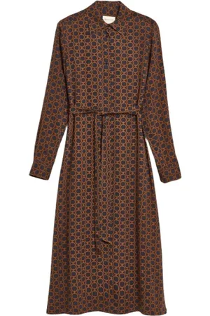 GANT Femme, Robes, Brun, Taille: 46 FR Robe-chemise à imprimé géométrique