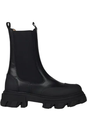 Ganni Femme, Chaussures, Noir, Taille: 36 EU Bottines Chelsea Mi-Mollet à Semelle Crantée