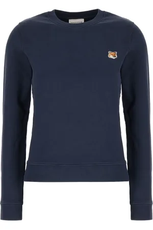 Maison Kitsuné Femme, Sweatshirts et sweats à capuche, Bleu, Taille: 40 FR FOX Head Patch Regular Sweatshirt