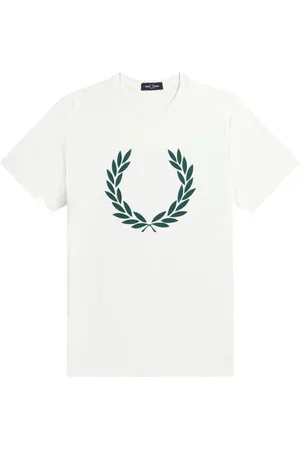 Fred Perry Homme, Tops, Blanc, Taille: XL T-Shirt Imprimé Couronne de Laurier