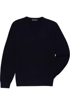 Brooks Brothers Homme, Pulls, Bleu, Taille: L Pull en V en Laine et Cachemire