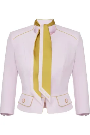 Elisabetta Franchi Femme, Vestes, Violet, Taille: 42 FR Veste Crêpe Bicolore avec Foulard Amovible