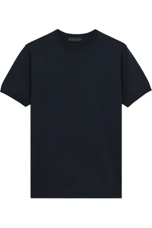 Brooks Brothers Homme, Pulls, Bleu, Taille: L Pull à Manches Courtes en Coton Mako Marine