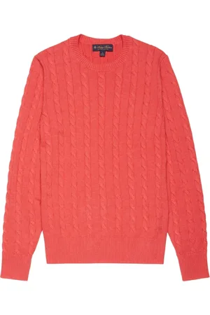 Brooks Brothers Homme, Pulls, Rouge, Taille: L Pull Ras du Cou en Coton Supima Côtelé