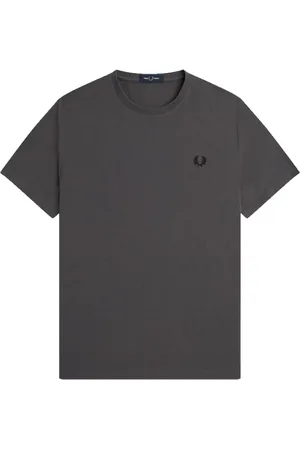 Fred Perry Homme, Tops, Gris, Taille: M T-shirt à Graphique Arrière avec Imprimé Couronne de Laurier